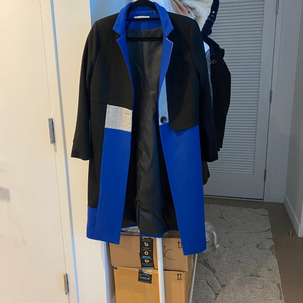 Wool Blend Colorblock Coat